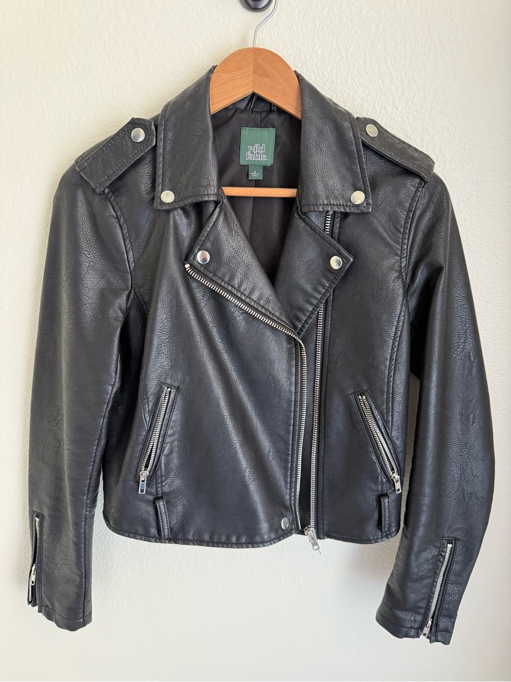 wild fable Black Vegan Leather Moto Jacket